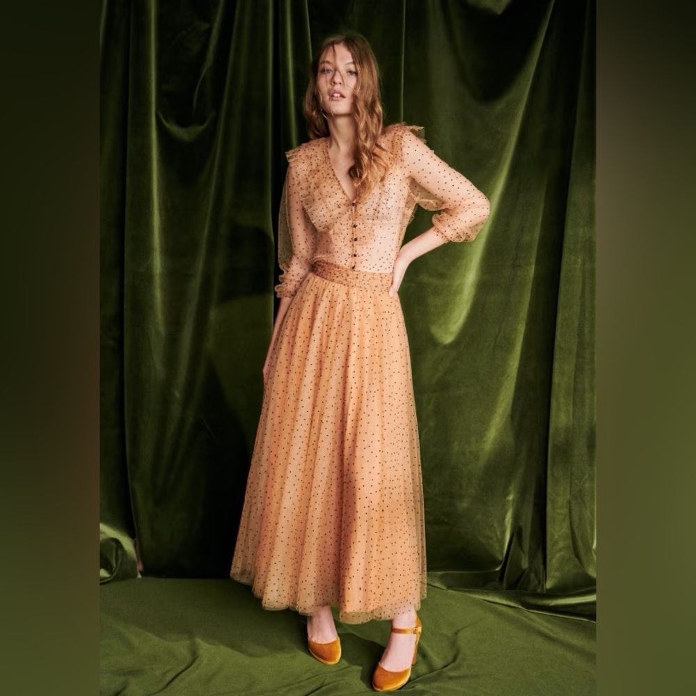 Sezane Masha Tulle Skirt Rose Beige Size US 6 / FR 38